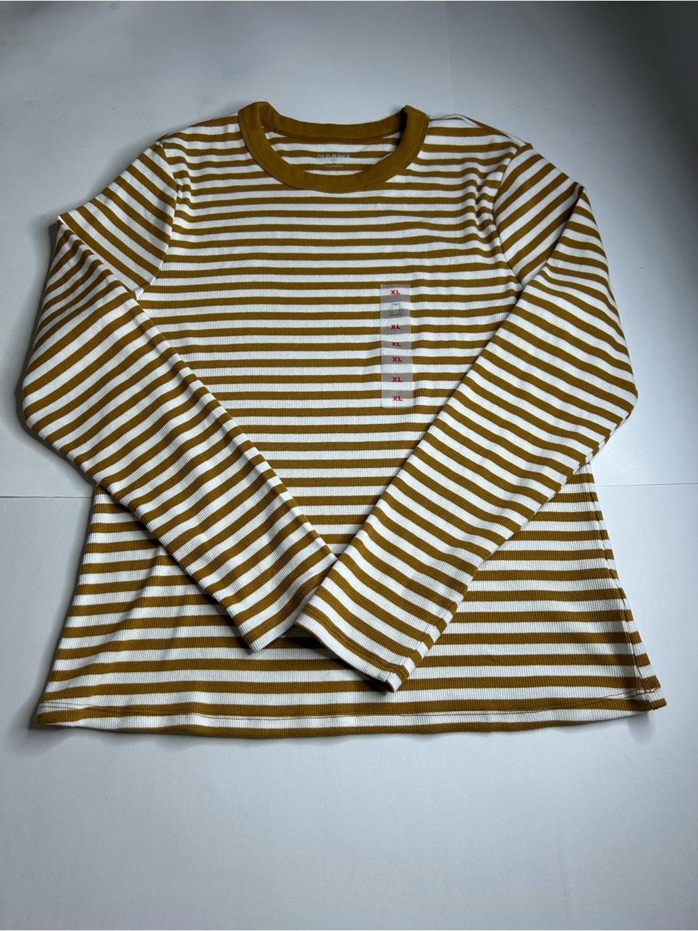 Old Navy Snug Crew Neck Striped Long-Sleeve Tee Earthy Normcore NWT Sz XL Fitted - Picture 9 of 12